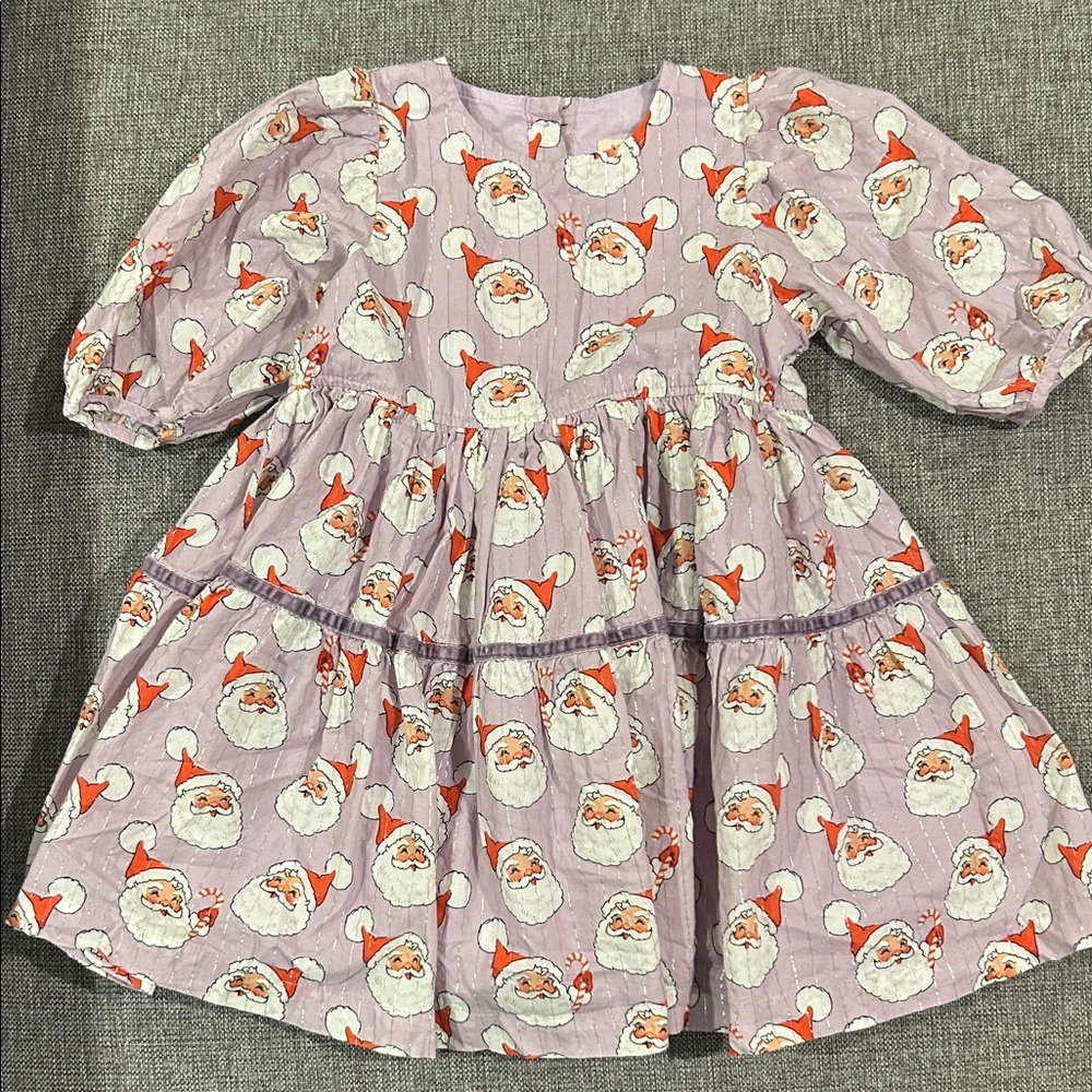 Pink Chicken Lavender Santa Sparkly Dress for Christmas or Holidays / 4Y